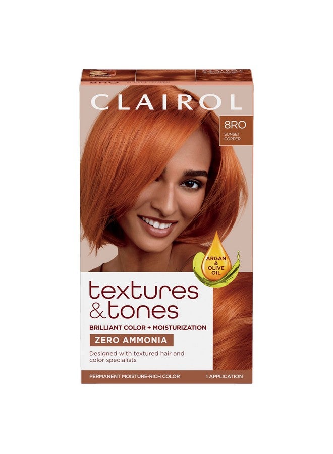 CLAIROL Textures & Tones Permanent Hair Dye 8Ro Sunset Copper Hair Color Pack Of 1 - Image 1
