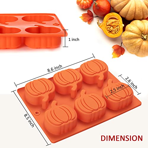 Yomvzake Silicone Pumpkin Molds, 2 Pack Pumpkin-Shaped Cake Molds Thanksgiving Oreo Molds Muffin Cupcake Pan Hot Chocolate Bomb Mold for Halloween Thanksgiving Fall Baking and Wax Melts Soap Making - Image 4
