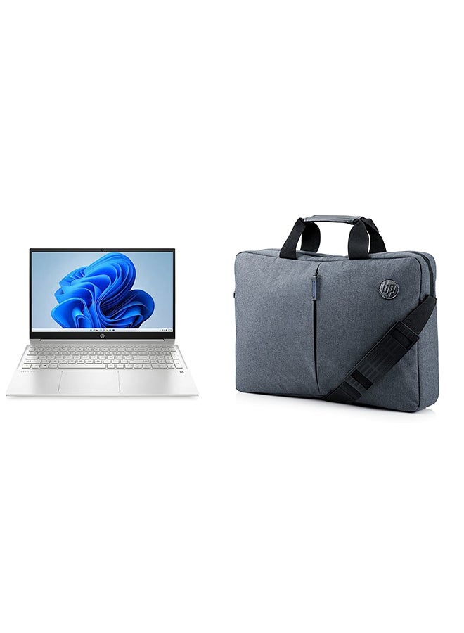 HP (Upgraded Version) Pavilion 15-eg1053 Laptop With 15.6-Inch Touchscreen Display, Core i5-1155G7 Processor/16GB RAM/1TB SSD/Intel Iris Xe Graphics/Windows 11 With Bag / English/Arabic Silver - Image 1