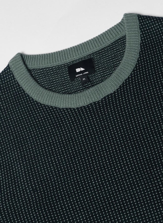 Dennis Lingo Men's Teal Green 100% Acrylic Self Design Regular Fit Sweater  - Image 1