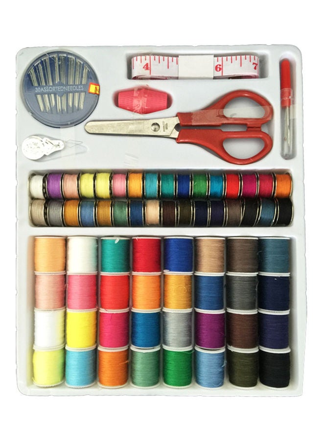 Loquat Set Portable Spools Thread Yarn Needle Scissors Hand Craft Sewing Tools Multicolour 32 x 24 x 3cm - Image 1