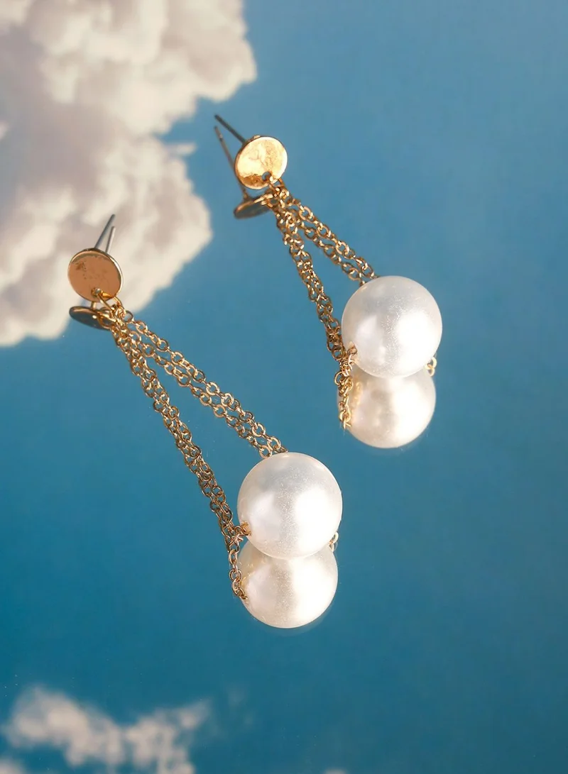 Priyaasi Plated Pearls Contemporary Drop Earrings