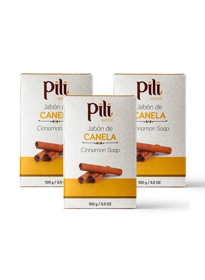 Pili Natural Cinnamon Soap Bars (3 Pack). Face And Body Soap Bars For Women Men Teens And All Skin Types. Jabón De Canela. 3.5 Oz Each. - Image 1