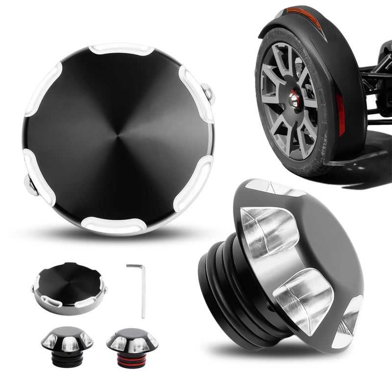 Axle Caps and Wheel Bearing Cover Five Pack Wheel Center Axle Cap for CanAm Ryker 600 900 Ace Rally SportCNC Aluminum Front Axle Nut Covers Rear Axle Cap Kit for Ryker All Models Black