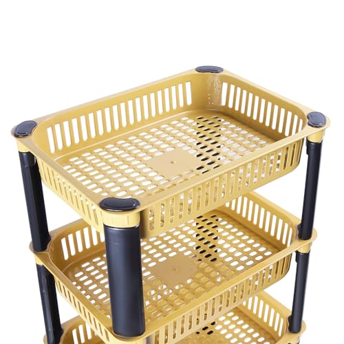 FOROLY Multipurpose Storage Plastic Basket/Rack for Office, Home and Kitchen (2 Layer, Yellow) - Image 5