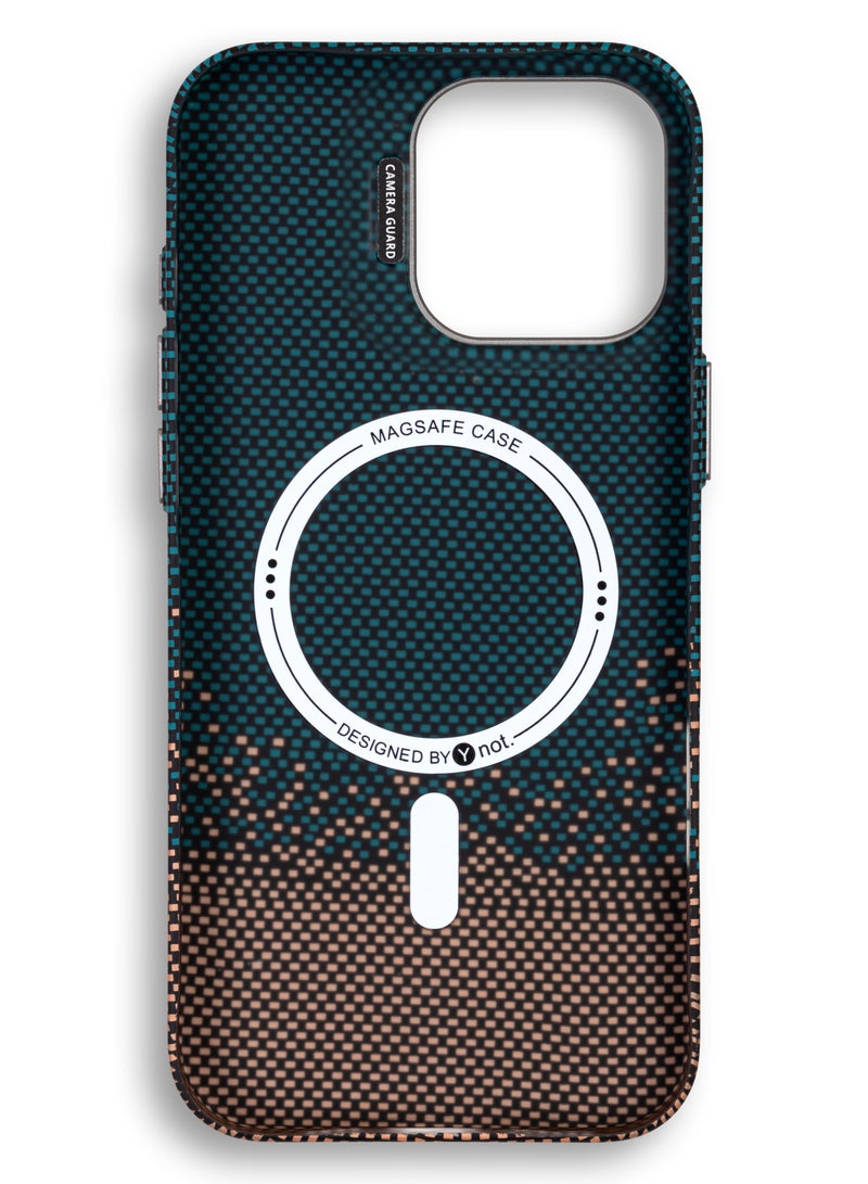 YNOT MagSafe Carbon Fiber Kevlar Protective Case with Camera Holder for iPhone 14 Pro - Green spotted brown - Image 4