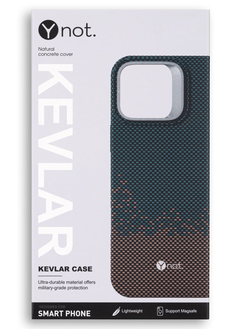 YNOT MagSafe Carbon Fiber Kevlar Protective Case with Camera Holder for iPhone 14 Pro - Green spotted brown - Image 3