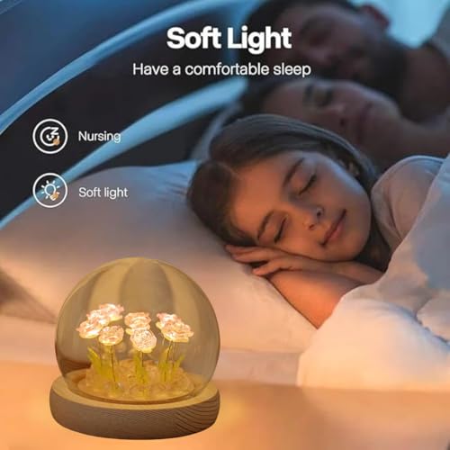 One94Store Rose LED Night Lamp – Wooden Base with 9 Artificial Dual-Color Roses (Pink & White), Table Decoration Light for Bedroom, Romantic Decor, Valentine Day Gift, Love Gift for Her, Couple Gift - Image 4