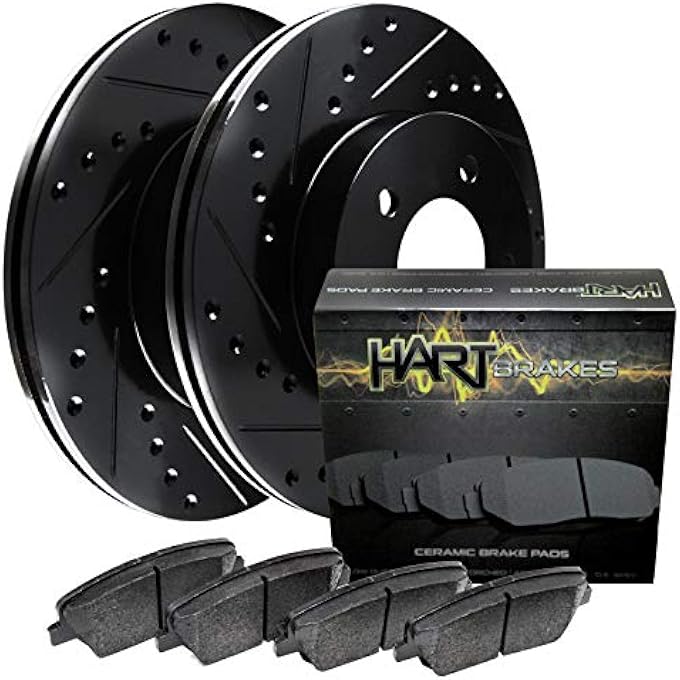 ريحني أقراص فرامل خلفية من Hart Brakes وفوسادات فرامل سيراميكية مشقوقة بشقوق سوداء متوافقة مع 19972015 أكيورا CSX ILX هوندا سيفيك بريلود - Image 2