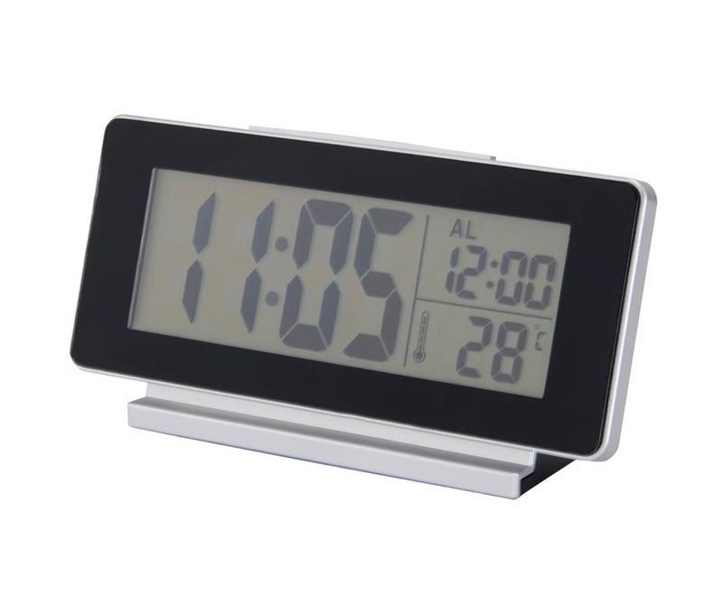 Digital Alarm Clock, Black Desk Clock with Thermometer, LED Backlight and Snooze Function, Battery-Operated for Bedroom and Office - Image 1