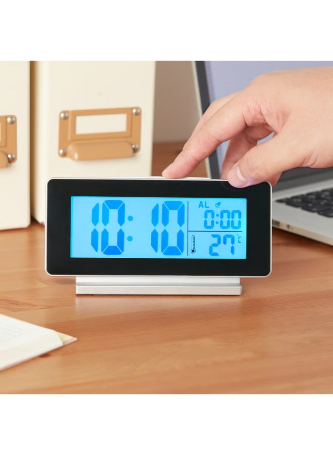Digital Alarm Clock, Black Desk Clock with Thermometer, LED Backlight and Snooze Function, Battery-Operated for Bedroom and Office - Image 4