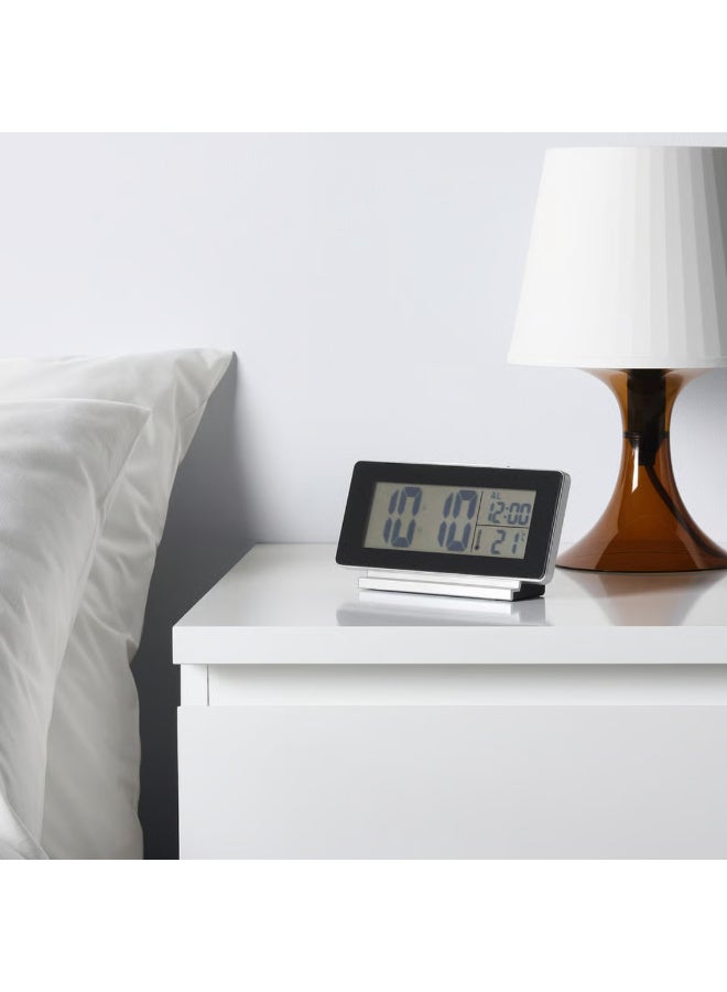 Digital Alarm Clock, Black Desk Clock with Thermometer, LED Backlight and Snooze Function, Battery-Operated for Bedroom and Office - Image 2