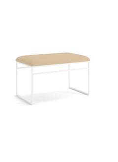 INDIDECOR INDIDECOR 64203 Hallway Bench Entryway Bench for Home and Office Beige Faux Leather Cushion White Metal Frame Suitable for Living RoomBedroomOffice 100 cm x 46 cm x 39 cm 