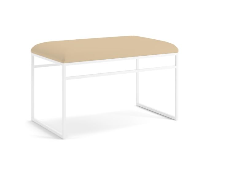 INDIDECOR INDIDECOR 64203 Hallway Bench Entryway Bench for Home and Office Beige Faux Leather Cushion White Metal Frame Suitable for Living RoomBedroomOffice 100 cm x 46 cm x 39 cm 