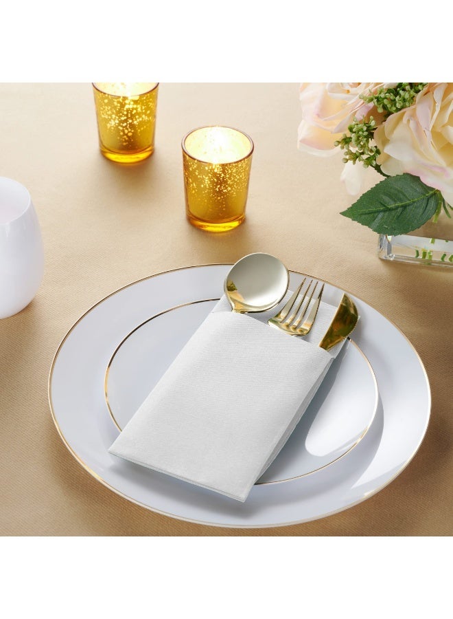 Blythornix Table Napkins with Built-in Flatware Pocket White, Line Feel Cocktail Dinner Napkins Cloth Like Paper for Wedding, Kitchen 40 x 40 cm 50 Packs - Image 5