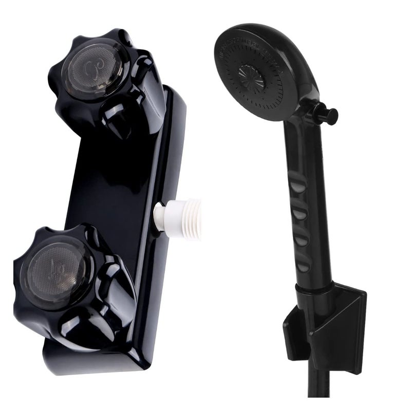 OYMOV RV Shower Faucet wShowerhead and Hose  Outdoor NonMetallic Shower Parts OnOff Handheld Shower Head Valve Diverter Replacements for RVs Fifth Wheels MotorhomesTravel TrailersCampersBlack