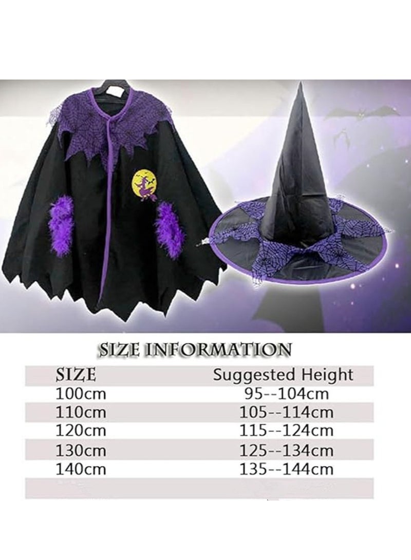 Golden Costumes for Girls Witch Cloak Costume with Hat & Broom  Kids Fancy Party Dress Up Outfit Stage Performance Costume for  Birthday and Party(140cm) - Image 2