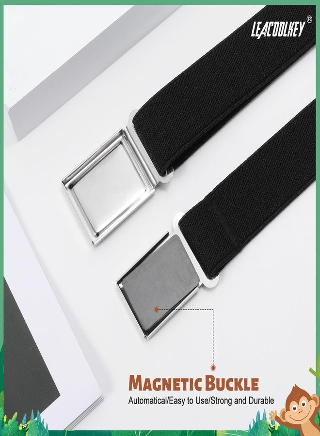 LEACOOLKEY 4 Pack Kids Magnetic Buckle Elastic Belts Boys Girls Adjustable Easy Clasp Magnetic Belt - Image 3