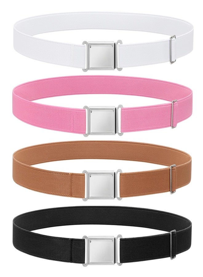 LEACOOLKEY 4 Pack Kids Magnetic Buckle Elastic Belts Boys Girls Adjustable Easy Clasp Magnetic Belt - Image 1