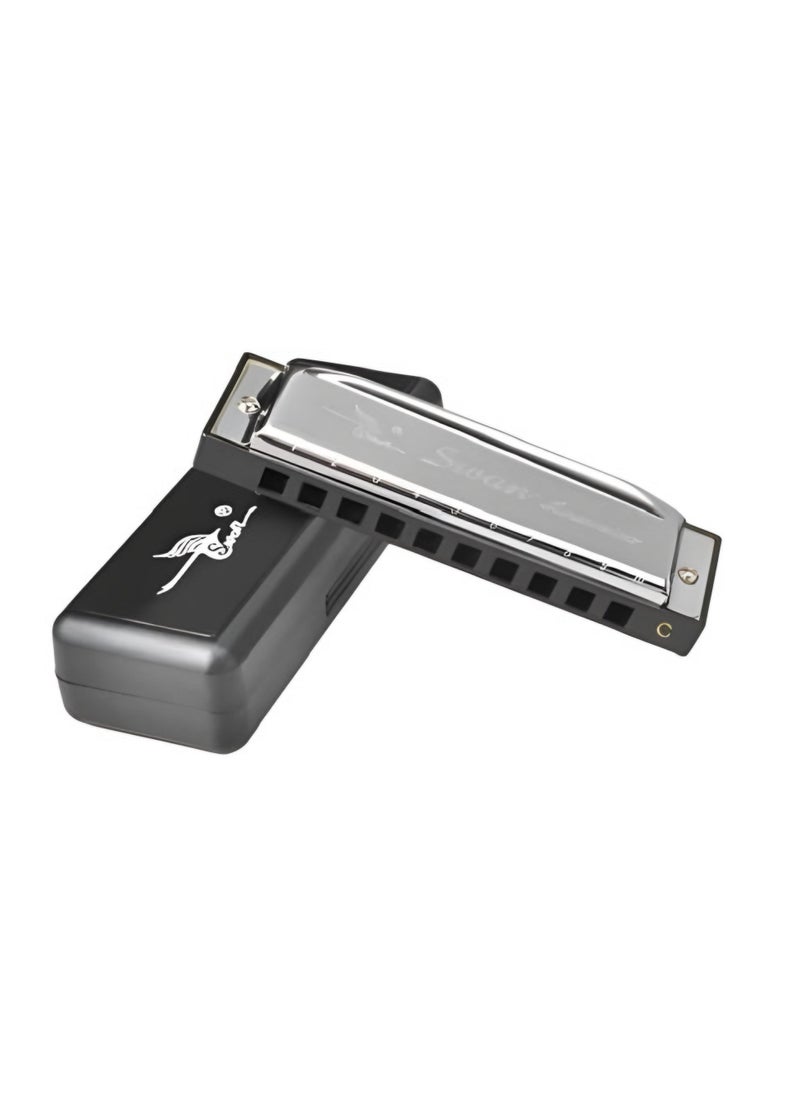 Swan - SW1020 10 Hole / 20 Tones Diatonic Blues Harmonica Flute Mouth Organ Key Of C - Silver - Image 1