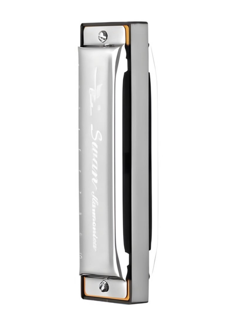 Swan - SW1020 10 Hole / 20 Tones Diatonic Blues Harmonica Flute Mouth Organ Key Of C - Silver - Image 1
