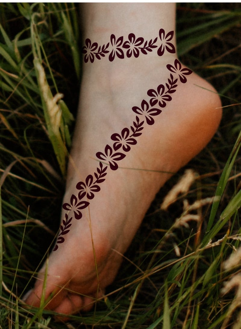 AROAQ قوالب وشم الحناء، قوالب وشم مؤقتة هندية، ملصقات وشم قابلة للإزالة متعددة الأغراض، قوالب فنية متينة للجسم للنساء والفتيات والأطفال، (S3473، قطعة واحدة) - Image 2