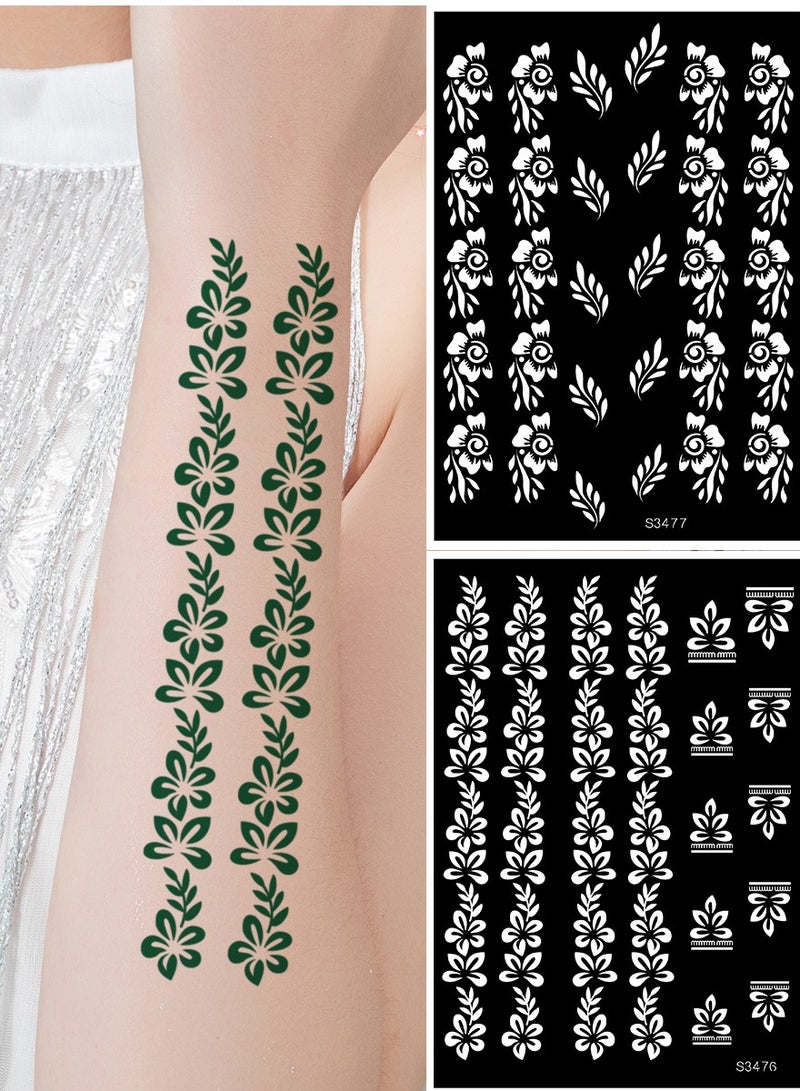 AROAQ قوالب وشم الحناء، قوالب وشم مؤقتة هندية، ملصقات وشم قابلة للإزالة متعددة الأغراض، قوالب فنية متينة للجسم للنساء والفتيات والأطفال، (S3473، قطعة واحدة) - Image 3