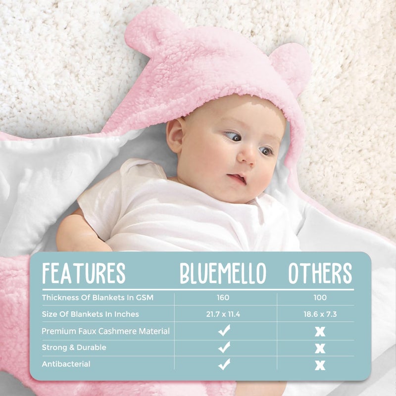 BlueMello Baby Swaddle Blanket | Ultra-Soft Plush Essential for Infants 0-6 Months | Receiving Swaddling Wrap Pink | Ideal Newborn Registry and Toddler Boy Accessories | Perfect Baby Girl Shower Gift - Image 4