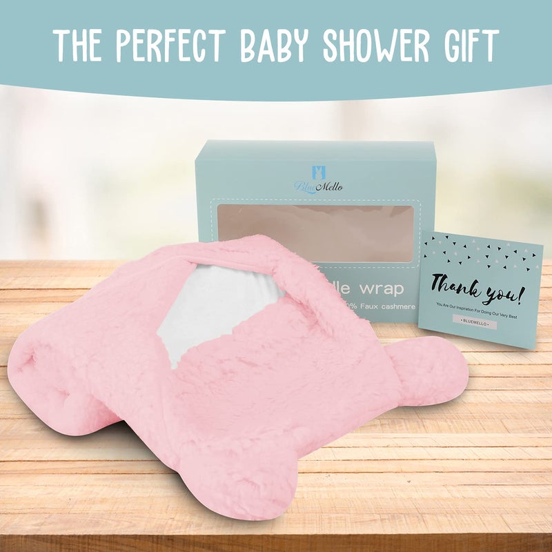 BlueMello Baby Swaddle Blanket | Ultra-Soft Plush Essential for Infants 0-6 Months | Receiving Swaddling Wrap Pink | Ideal Newborn Registry and Toddler Boy Accessories | Perfect Baby Girl Shower Gift - Image 5