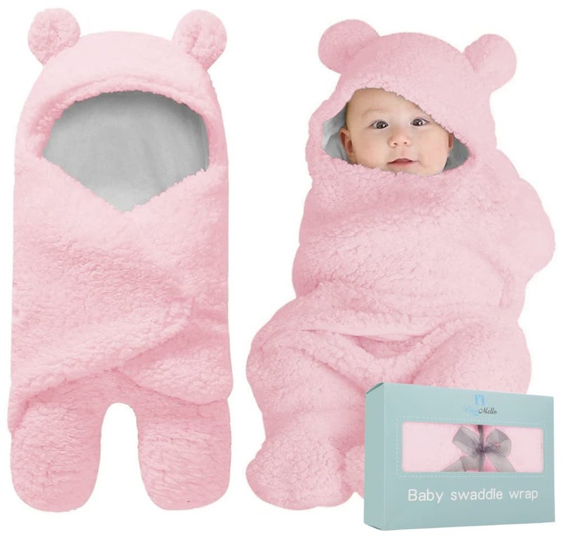 BlueMello Baby Swaddle Blanket | Ultra-Soft Plush Essential for Infants 0-6 Months | Receiving Swaddling Wrap Pink | Ideal Newborn Registry and Toddler Boy Accessories | Perfect Baby Girl Shower Gift - Image 1