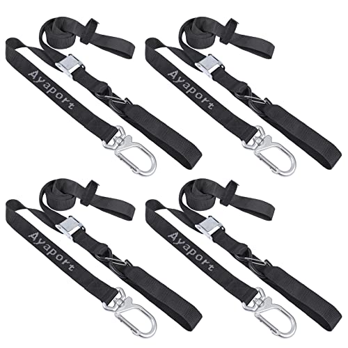 Ayaport Motorcycle Tie Down Straps 1.5” x 8’ (with Swivel Carabiner Hooks) Cam Buckle Tie Downs, Handlebar Strap for Dirt Bike, Motor Bike, Kayak, Car, Truck, Boat, Cargo, Black (1.5" x8'-4pcs) - Image 1