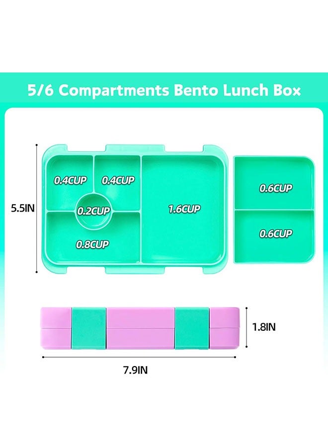 Arabest Bento Lunch Box for Kids & Toddlers, Leak-Proof Lunchbox with 5/6 Compartments - Back to School, Snack Containers for On-the-Go Meal, Made with Safe BPA-Free Material - Image 2
