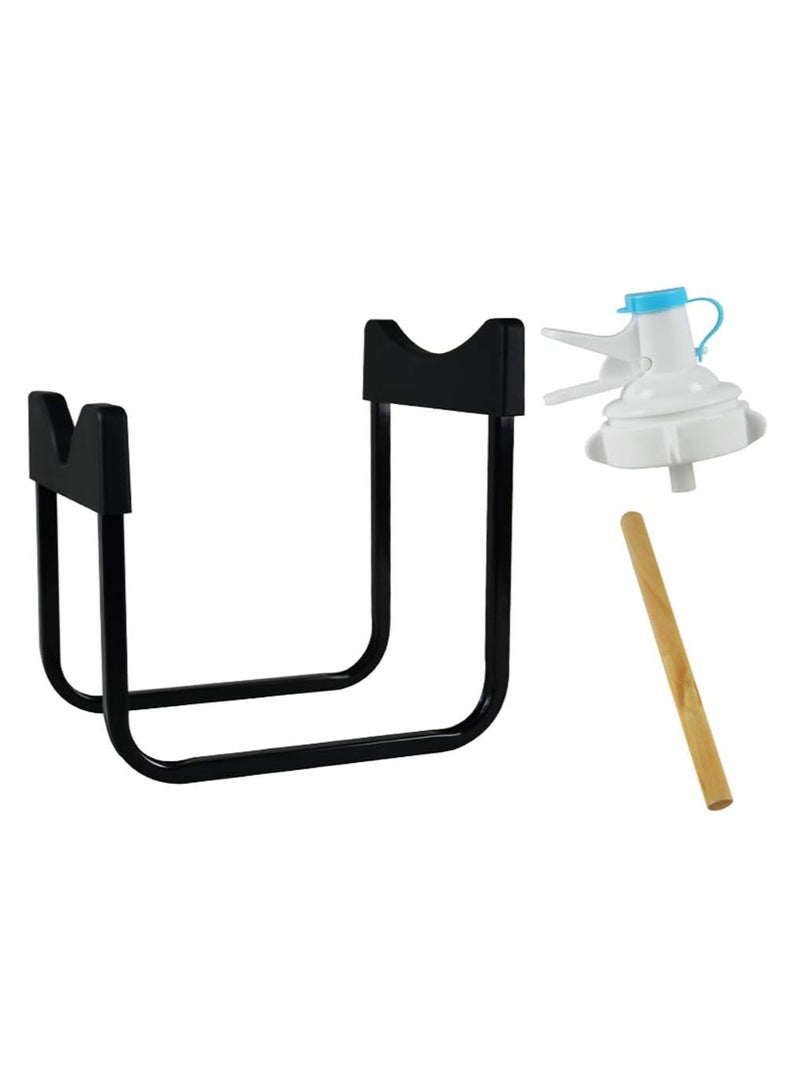 DubaiGallery حامل موزع المياه سعة 5 جالون، حامل جرة مياه من الفولاذ المقاوم للصدأ محمول، حامل مبرد المياه، حامل زجاجة المياه مع صمامات موزع المياه لغطاء غير ملولب (1 حامل + 1 صنبور) - Image 2