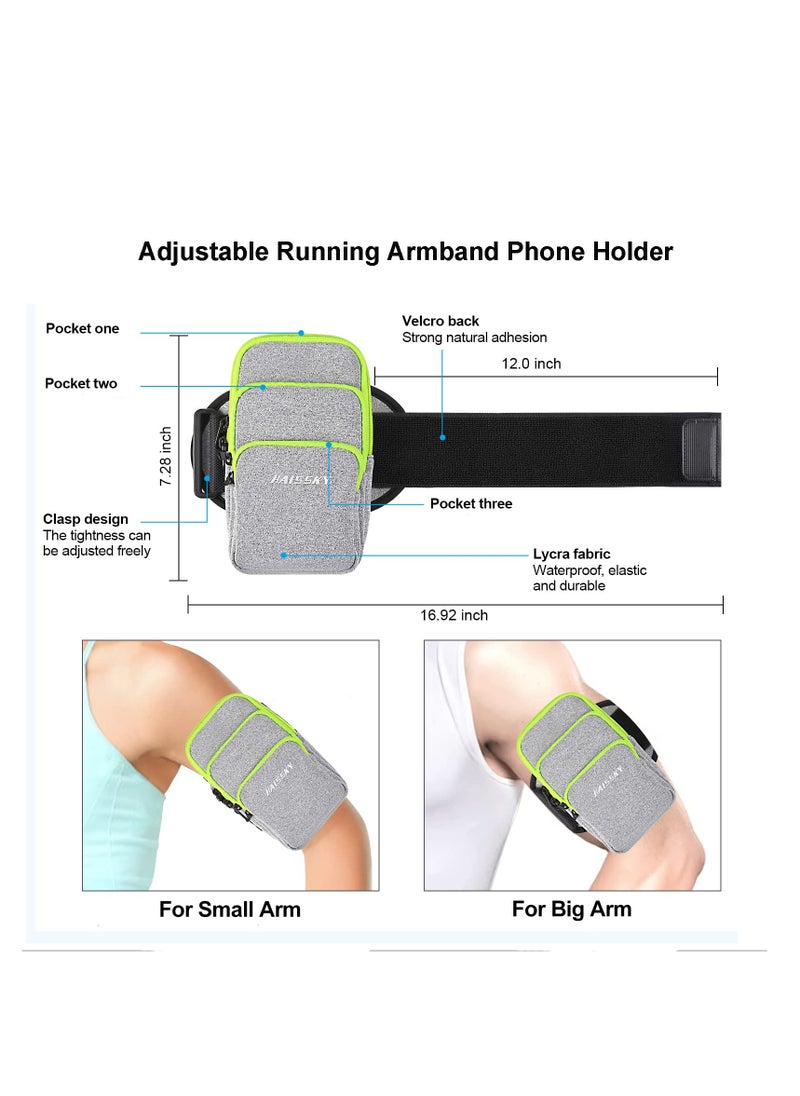 SYOSI 3 Pockets Running Phone Armband Holder for iPhone 15 14 Plus 13 12 11 Pro Max Samsung Galaxy Pouch Key Card Bag, Water Resistant Sport Arm Band Sleeve Fit Fitness Exercise Workout Gym  - Image 2