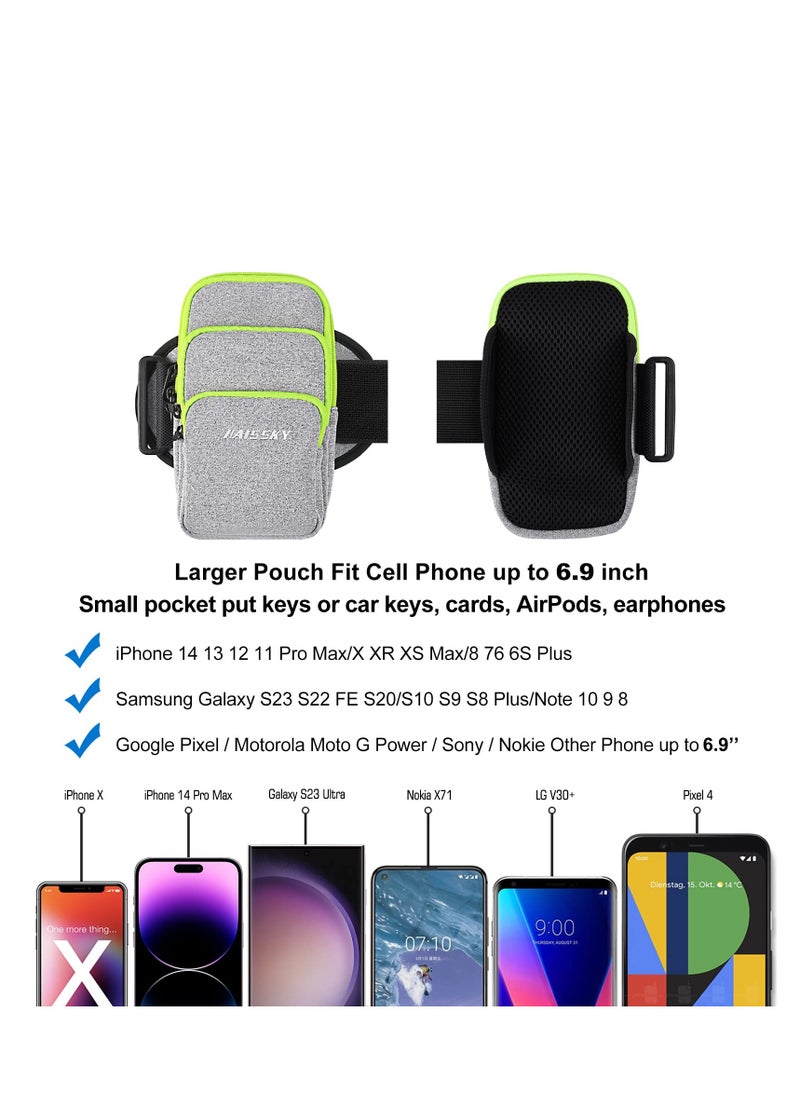 SYOSI 3 Pockets Running Phone Armband Holder for iPhone 15 14 Plus 13 12 11 Pro Max Samsung Galaxy Pouch Key Card Bag, Water Resistant Sport Arm Band Sleeve Fit Fitness Exercise Workout Gym  - Image 4