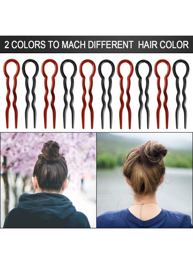 Heqishun - 40 Pcs Plastic U Shaped Hair Pins Grip Pins Fast Spiral Hair Braid Twist Styling Clip Pin For Lady Girl Women (Black + Brown) - Image 1