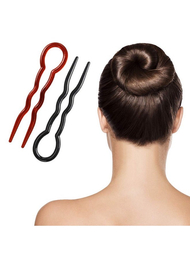 Heqishun - 40 Pcs Plastic U Shaped Hair Pins Grip Pins Fast Spiral Hair Braid Twist Styling Clip Pin For Lady Girl Women (Black + Brown) - Image 1