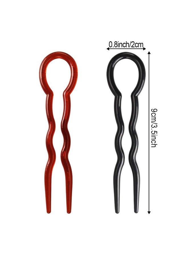 Heqishun - 40 Pcs Plastic U Shaped Hair Pins Grip Pins Fast Spiral Hair Braid Twist Styling Clip Pin For Lady Girl Women (Black + Brown) - Image 1