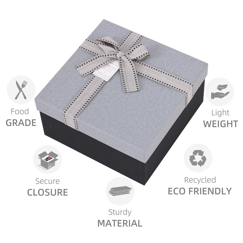 HOME ELEMENTS 3 Pcs Set of Luxury Gift Box with Bow, Bridesmaid Box, Decorative Gift Packaging Boxes for Presents Diwali Wedding Christmas Birthdays Special Occasions Gift Hampers (Light Grey) - Image 3