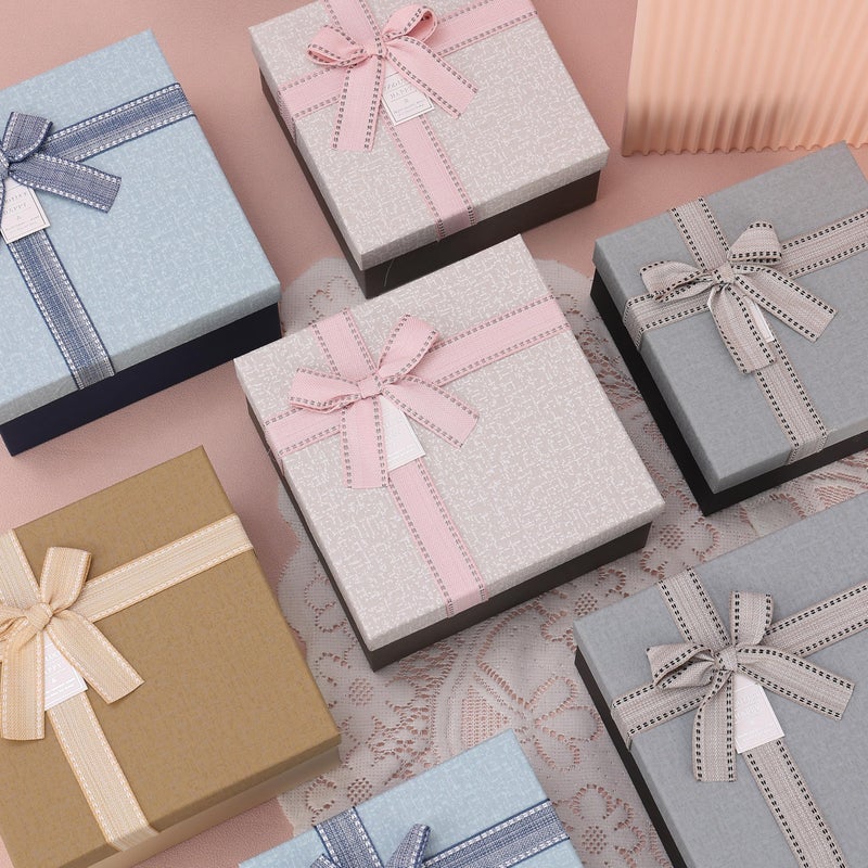 HOME ELEMENTS 3 Pcs Set of Luxury Gift Box with Bow, Bridesmaid Box, Decorative Gift Packaging Boxes for Presents Diwali Wedding Christmas Birthdays Special Occasions Gift Hampers (Light Grey) - Image 4