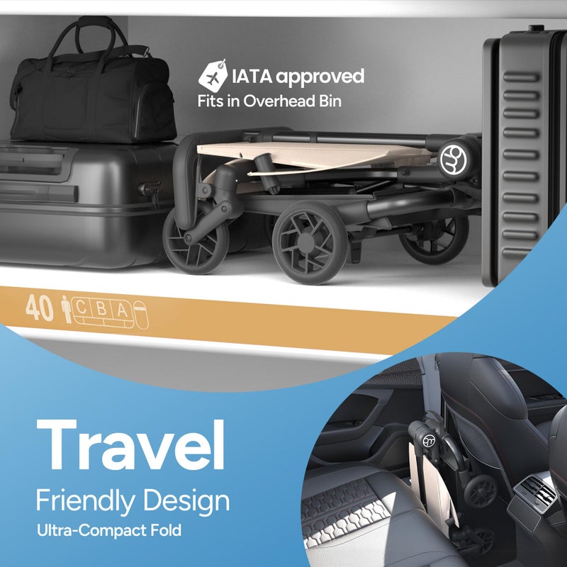 Mompush Jeto Lightweight Travel Stroller â€“ 9.8 lbs Ultra-Compact, One-Hand Fold, Airplane Cabin Approved, All-Terrain Wheels, Smooth Ride for Toddlers, Perfect for Travel & Daily Use - Image 4