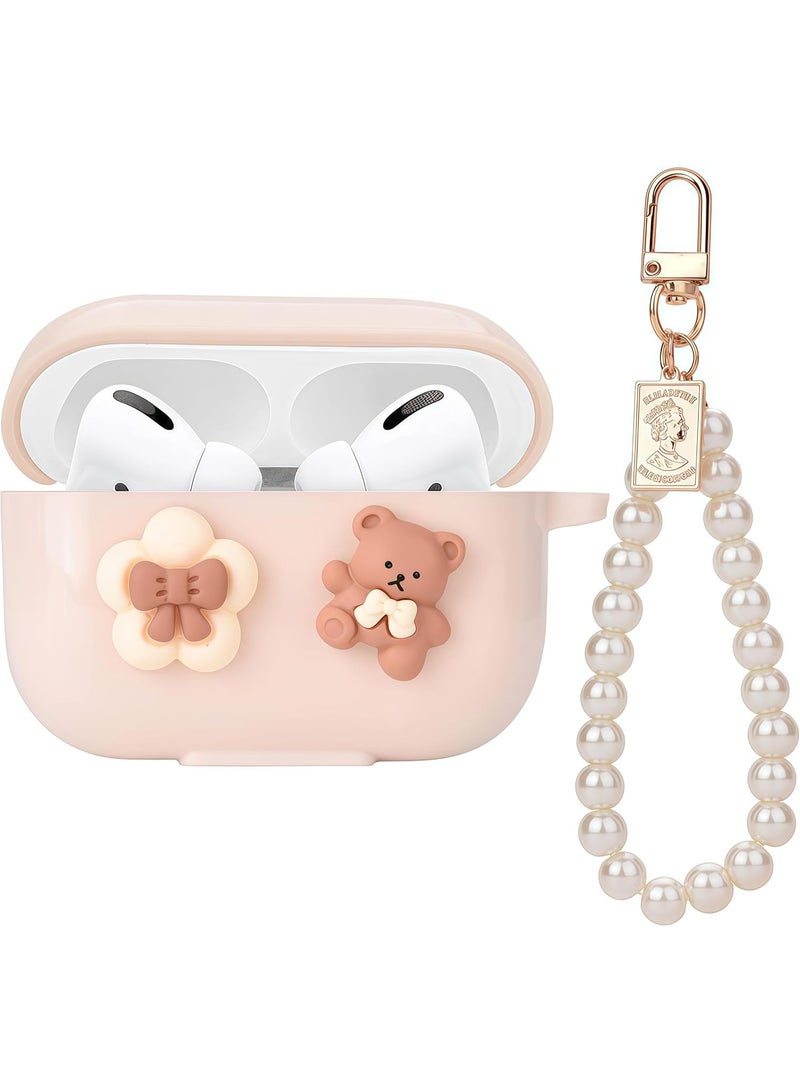 Cute Cases for AirPod Pro 3, Lovely Bow Flower Bear Case with Pearl Chain, Soft Protective Cover for AirPods Pro 3 2025 Released - Image 1