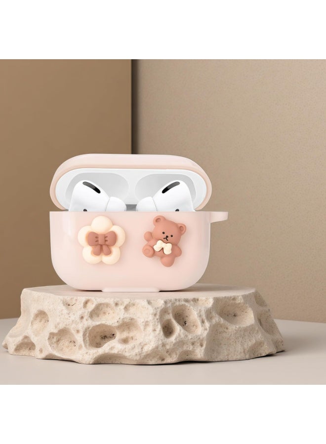 Cute Cases for AirPod Pro 3, Lovely Bow Flower Bear Case with Pearl Chain, Soft Protective Cover for AirPods Pro 3 2025 Released - Image 4