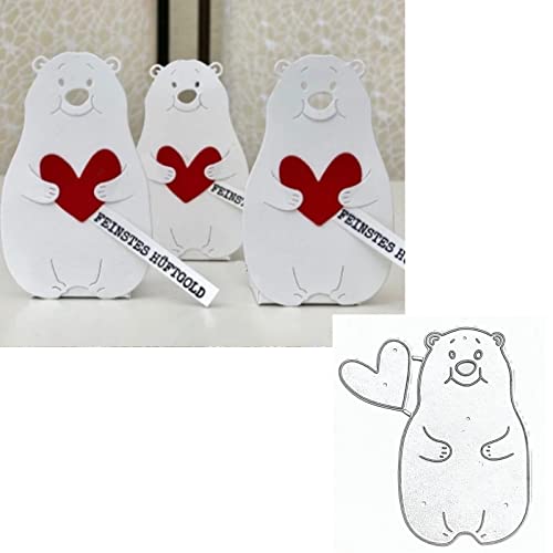 hinana Heart Bear Metal Die Cuts,Cute Hug Bear Animal Frame Cutting Dies Cut Stencils for DIY Scrapbooking Photo Decorative Embossing Paper Dies for Scrapbooking Card Making - Image 1