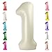 Mluchee Number Balloons 1 40 Inch One Balloons for 1st Birthday Girl Boy 1 11 21 Party Decorations Baby Shower Photo Shoot Cream White 1 Balloon - Image 3