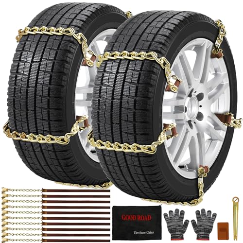 Subleer Snow Chains For Car,Snow Chains For Tires,Tire Block Emergency Anti Slip Tire Chain For Trucks SUV Lawn Tractor 10 Pcs Fit For Tire Width Of 175-285mm/6.8-11.2 Inches - Image 1