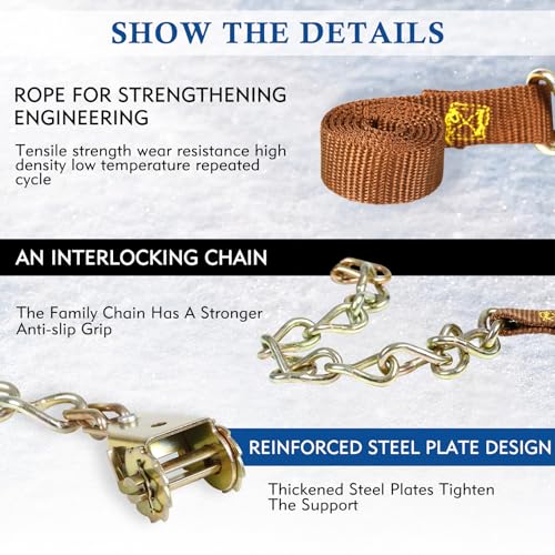 Subleer Snow Chains For Car,Snow Chains For Tires,Tire Block Emergency Anti Slip Tire Chain For Trucks SUV Lawn Tractor 10 Pcs Fit For Tire Width Of 175-285mm/6.8-11.2 Inches - Image 4