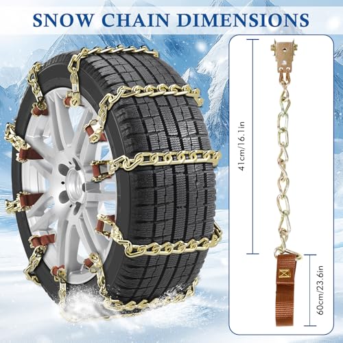 Subleer Snow Chains For Car,Snow Chains For Tires,Tire Block Emergency Anti Slip Tire Chain For Trucks SUV Lawn Tractor 10 Pcs Fit For Tire Width Of 175-285mm/6.8-11.2 Inches - Image 2