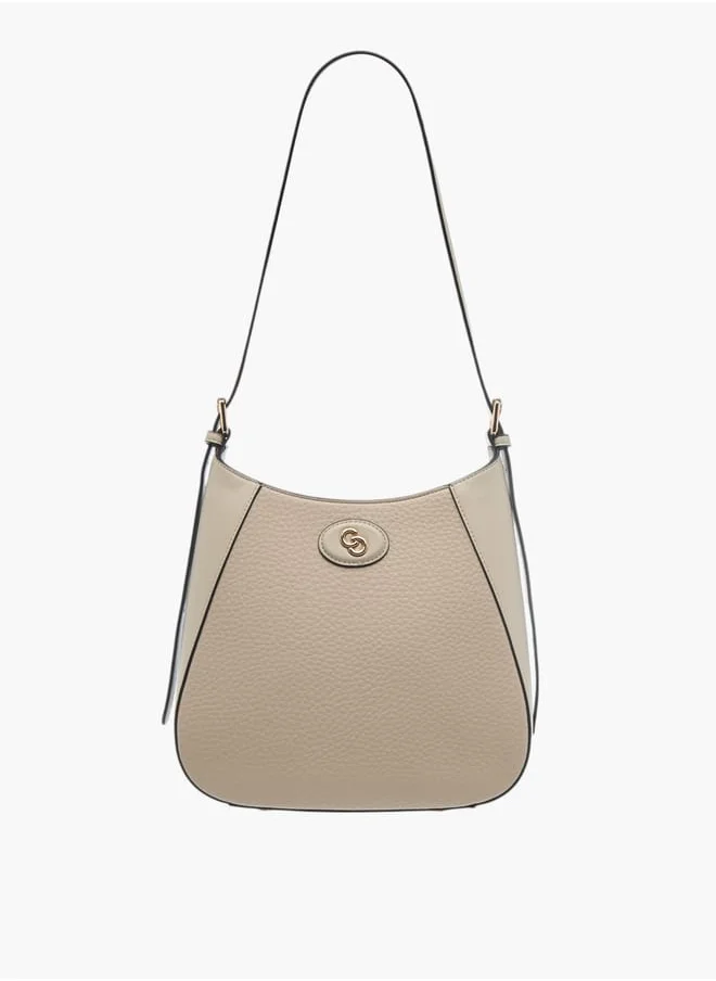 سيليست Womens Textured Shoulder Bag With Adjustable Strap And Zip Closure