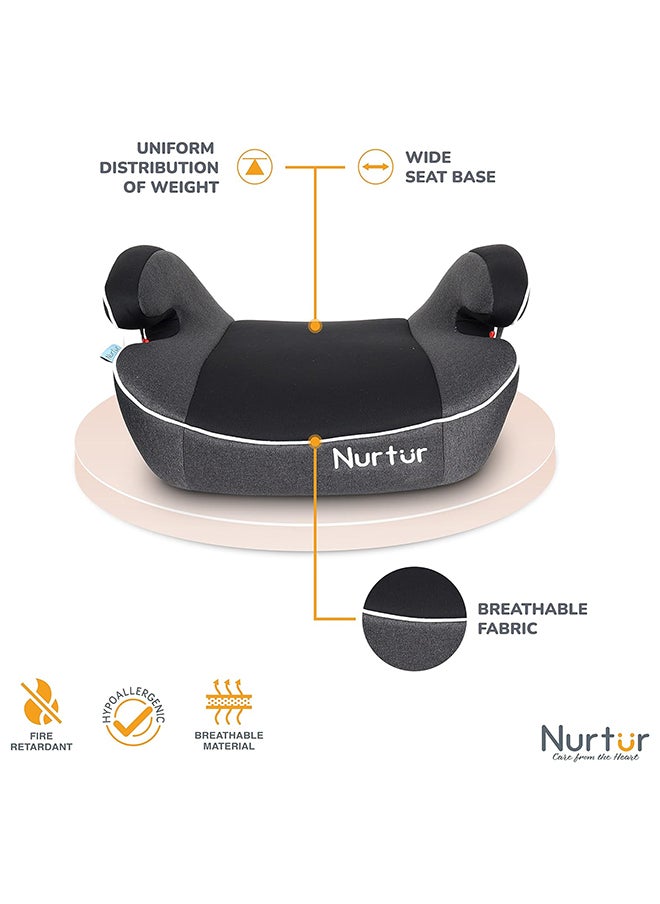 Nurtur Enzo Kids Booster Car Seat - Arm Rest Seat, Blow Up Narrow Backless Booster Car Seat For Travel, Suitable From 4 Years To 12 Years (Group 2/3) - Black And Dark Grey  - Image 3